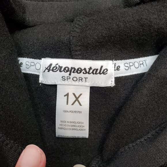 Aeropostale Fleece Pull Over Crop Hoodie Sweatshirt Size 1X Black Gold Blush New - Picture 5 of 8